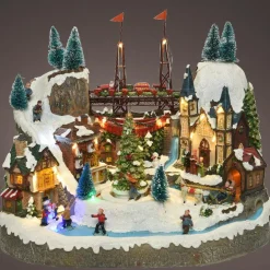 Village de Noël lumineux et musical Ville festive et Chemin de fer