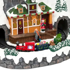 Village de Noël lumineux et animé (H52 cm) Piste de ski lumineuse