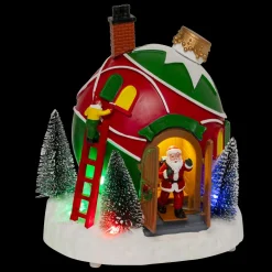 Village de Noël musical et animé à piles (H22 cm) Cabane du Père Noël
