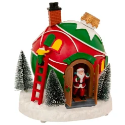 Village de Noël musical et animé à piles (H22 cm) Cabane du Père Noël