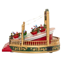 Village de Noël musical et animé sur piles (H26 cm) Manège Tasses tournantes