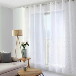 Voilage brodé œillets (140 x 240 cm) Galet Gris