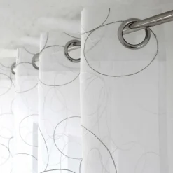 Voilage brodé œillets (140 x 240 cm) Galet Gris