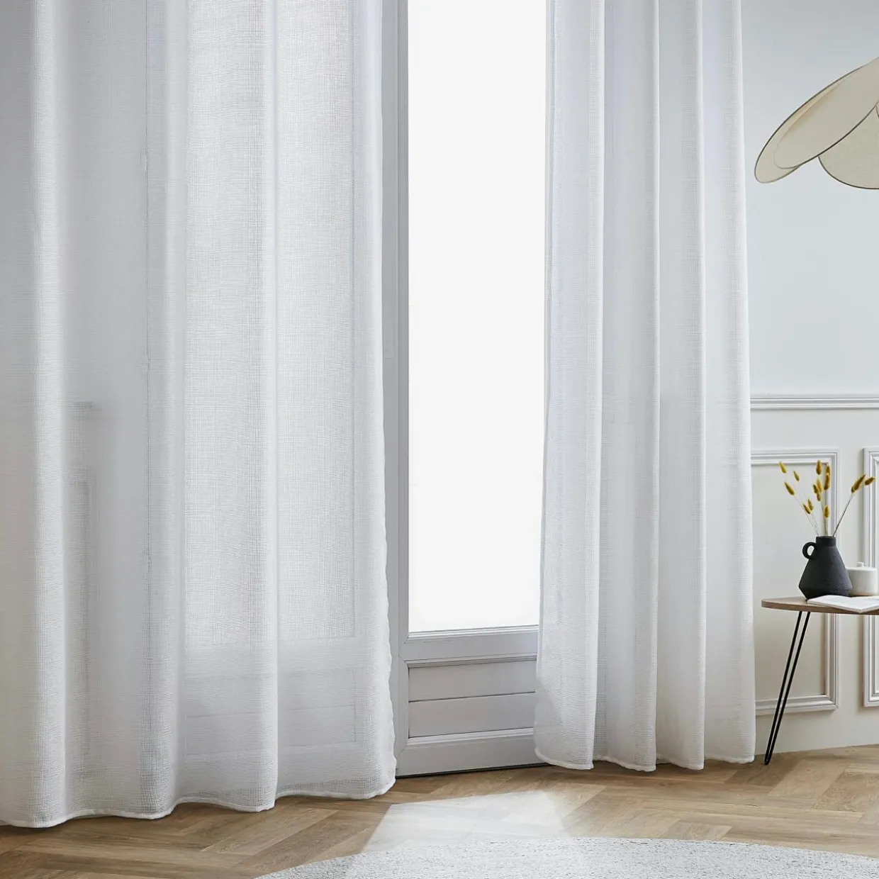 Voilage galon fronceur effet lin (140 x 240 cm) Luca Blanc