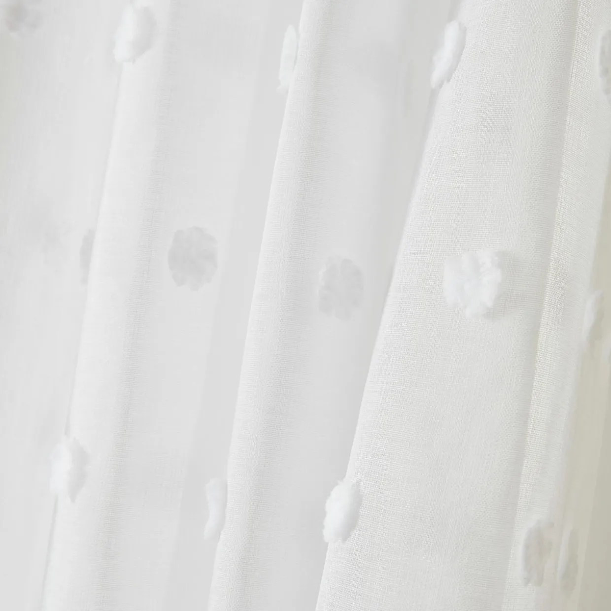 Voilage galon fronceur pompons (140 x 240 cm) Emie Blanc