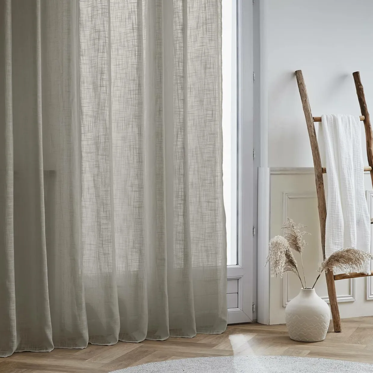 Voilage grande largeur effet lin (400 x 240 cm) Robin Taupe