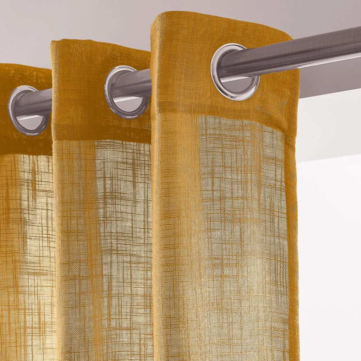 Voilage grande largeur effet lin (400 x 240 cm) Robin Jaune Ocre