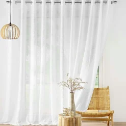 Voilage grande largeur effet lin tissé (400 x 240 cm) Haltona Blanc