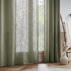 Voilage grande largeur effet lin(400 x 240 cm) Robin Vert Romarin