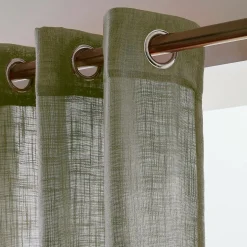 Voilage grande largeur effet lin(400 x 240 cm) Robin Vert Romarin