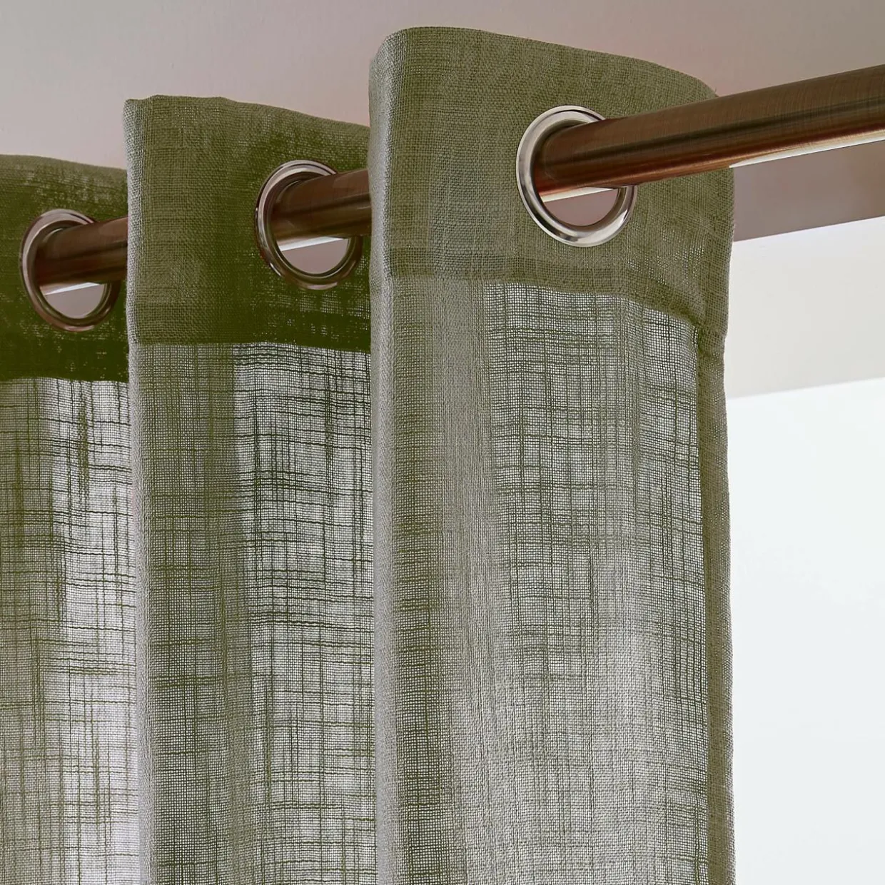 Voilage grande largeur effet lin(400 x 240 cm) Robin Vert Romarin