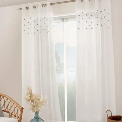 Voilage œillets (140 x 240 cm) Coeurs Gris