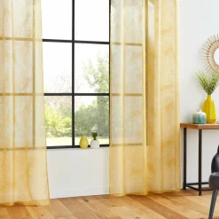 Voilage œillets (140 x 240 cm) Feuille Jaune ocre