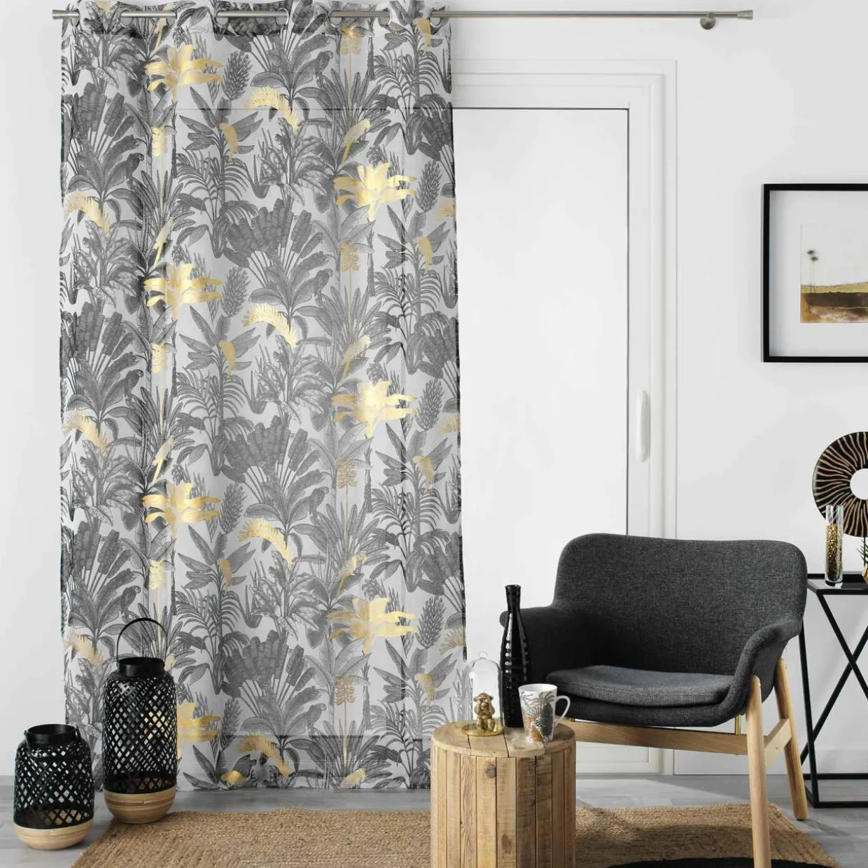 Voilage œillets (140 x 240 cm) Karaba Noir