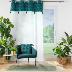 Voilage œillets (140 x 240 cm) Palmina Bleu canard