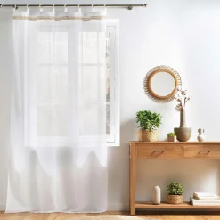 Voilage œillets bois (140 x 240 cm) Mileo Blanc