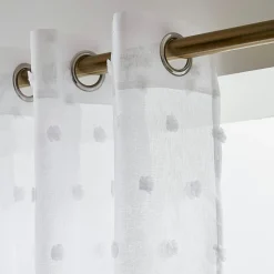 Voilage oeillets pompons (140 x 280 cm) Emie Blanc