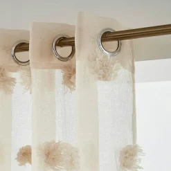 Voilage oeillets pompons (180 x 240 cm) Suzie Beige