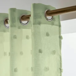 Voilage oeillets pompons (140 x 240 cm) Emie Vert d'eau