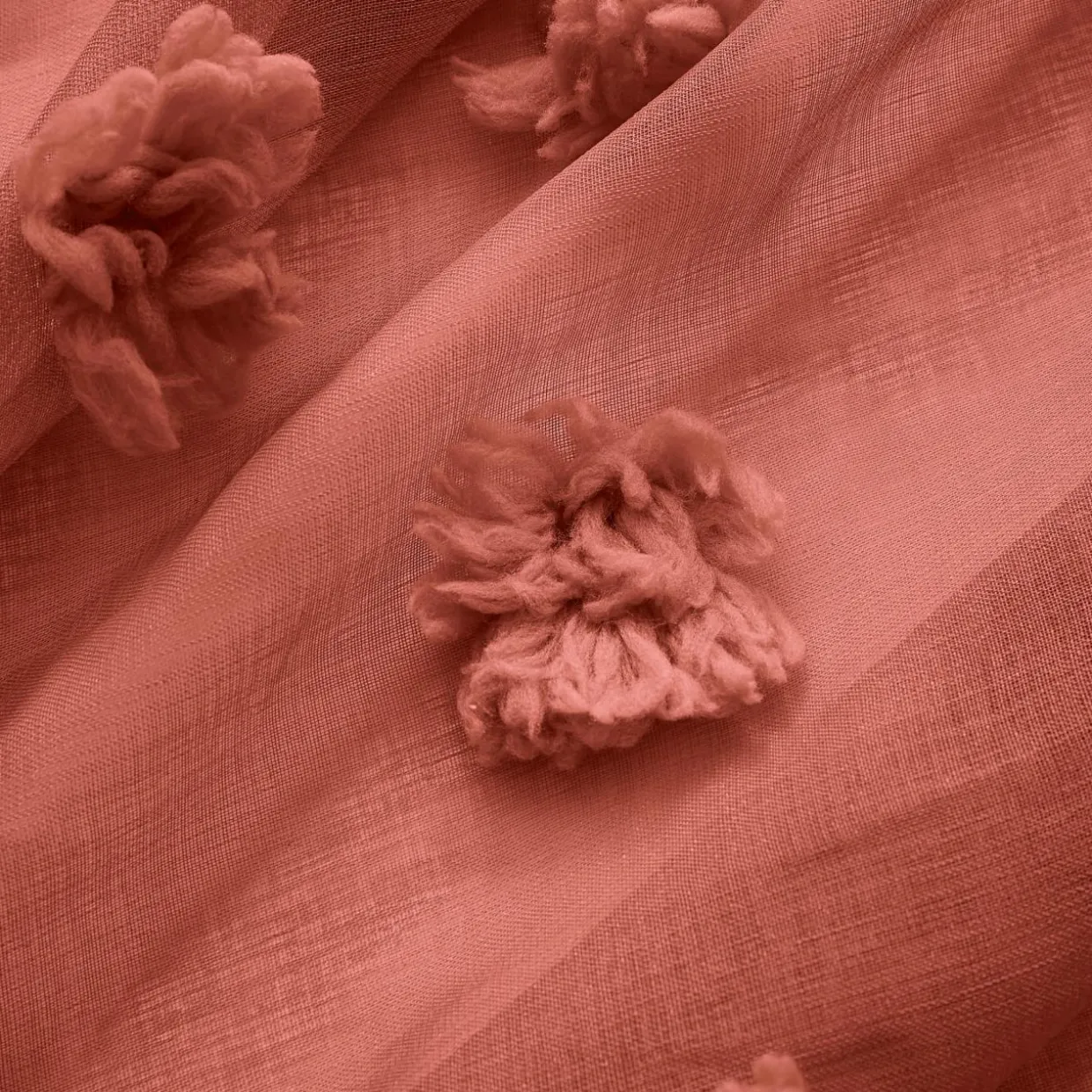 Voilage oeillets pompons (140 x 240 cm) Suzie Terracotta