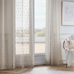 Voilage oeillets pompons (140 x 280 cm) Emie Beige