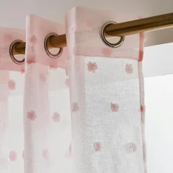 Voilage oeillets pompons (140 x 240 cm) Emie Rose