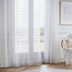 Voilage oeillets pompons (180 x 240 cm) Emie Blanc