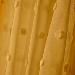 Voilage oeillets pompons (140 x 240 cm) Emie Jaune moutarde