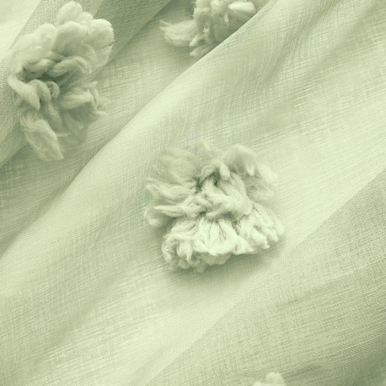 Voilage oeillets pompons (140 x 280 cm) Suzie Vert d'eau