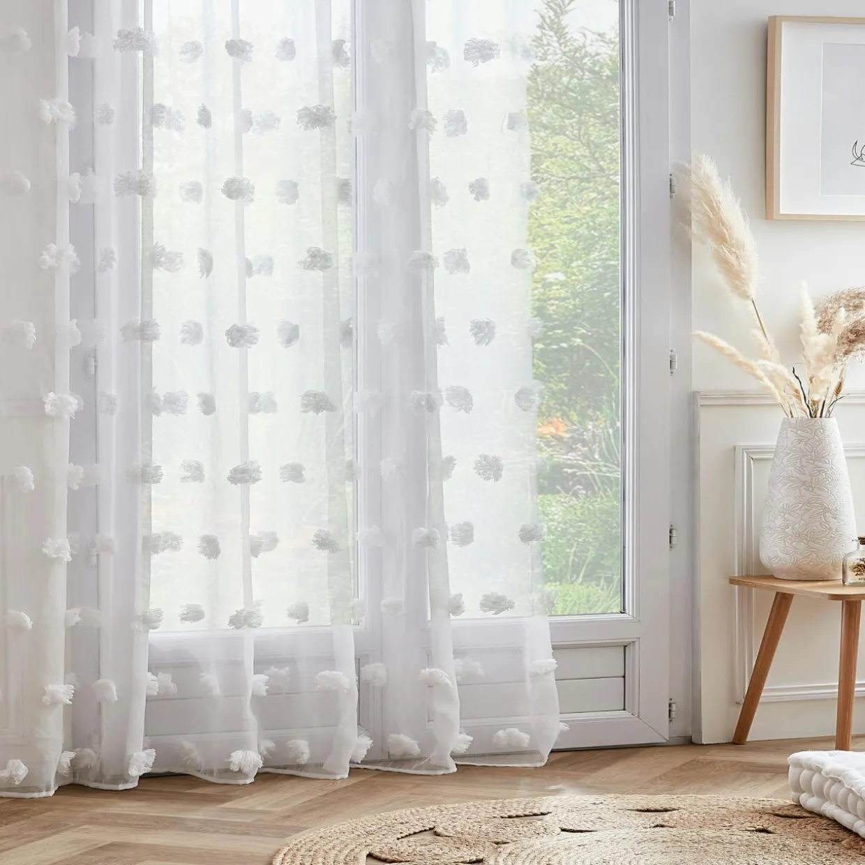 Voilage oeillets pompons (280 x 240 cm) Suzie Blanc